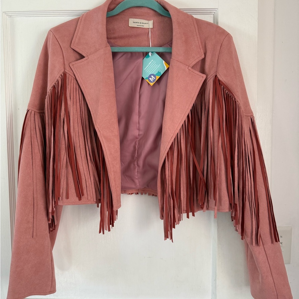 Women's Pink Fringe Jacket cropped